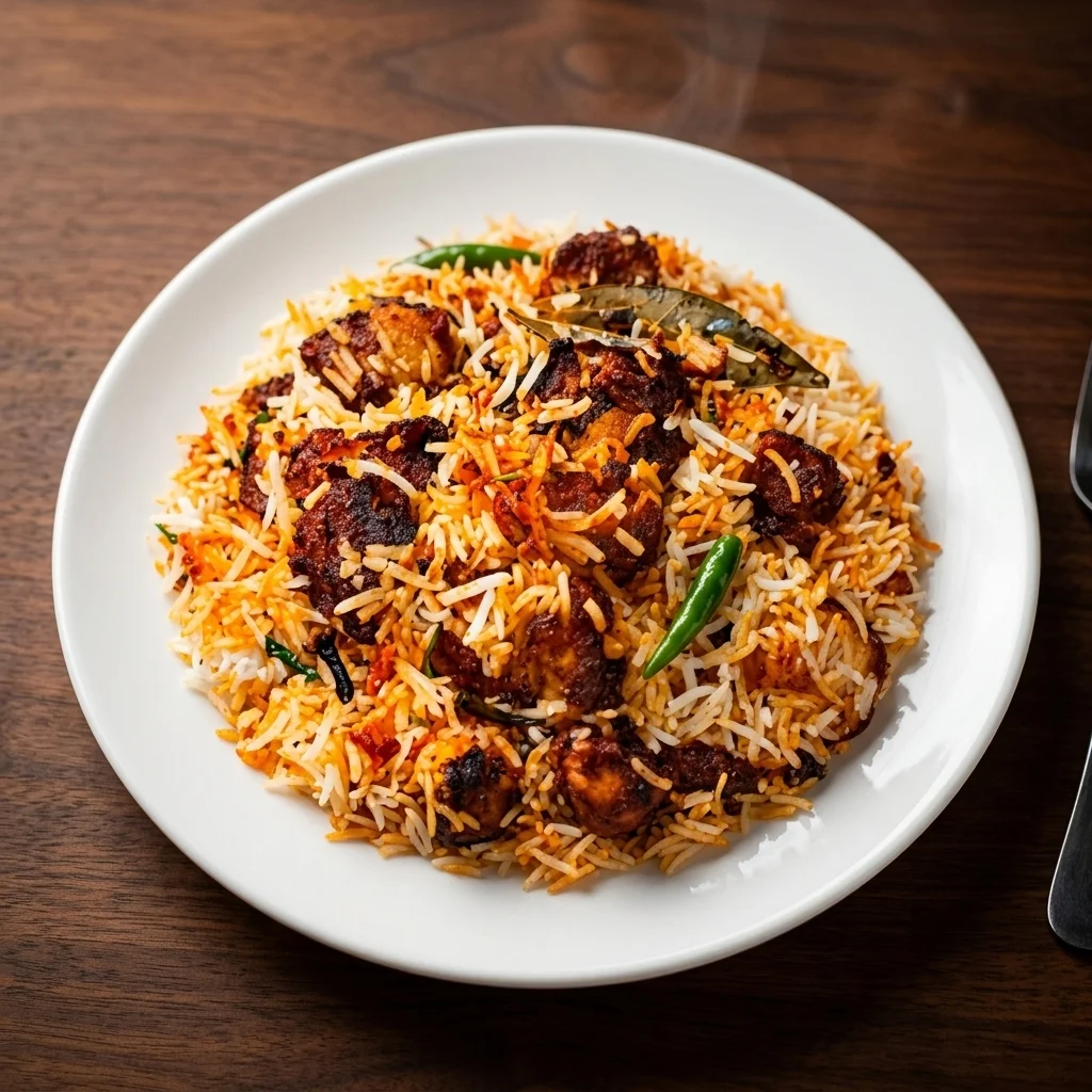 Chicken 65 Biryani served at Swad Restaurant in Lethbridge